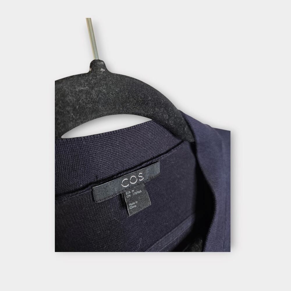 COS Draped Back Cardigan Navy Blue 100% Cotton Women's Med - Picture 4 of 9